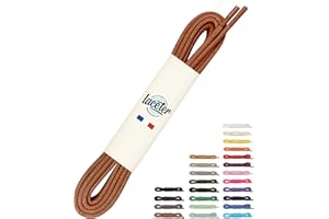 Laceter Lacets Ronds Cirés Fins 2,4mm pour Chaussures de Ville - Lacet Idéal pour Derbies, Richelieu, Bottines Cuir, Mocassins - Style Habillé Élégant et Résistant