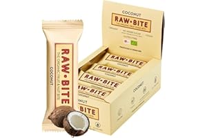 ‎RAWBITE RAWBITE COCONUT in der 12er Box - Vegan, glutenfrei & ohne Zuckerzusatz (enthält von Natur aus Zucker) – Bio Frucht-Nuss-Riegel mit Kokos (12 x 50 g)