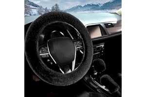 Coprivolante Auto Peloso, shallyong Copri Volante Per Auto, Coprivolante Auto Universale, Con Copri Freno a Mano e Copri Cambio, 37-39CM, Confortevole Copertina, accessori auto interni