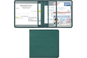 Cacturism Car Registration and Insurance Holder, Vehicle Glove Box Car Organizer Men Women Wallet Accessories Case for Cards, Essential Document, Driver License, Dark Green