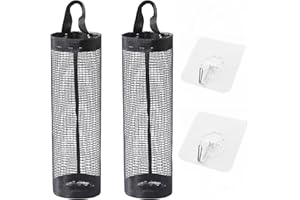 CYLOCRYA Soportes para Bolsas de plástico para Colgar Bolsas de Basura, Estante de Malla Transpirable, Organizador Plegable con Ganchos, Almacenamiento de Bolsas de Basura y Más (Negro, 37,5 x 16,5)