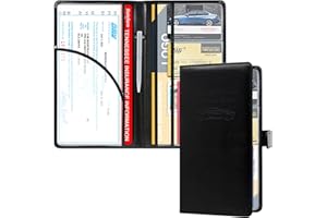 RSAquar Car Registration and Insurance Holder, Leather Car Glove Box Organizer, Cool Car Accessories for ID, Driver's License Cards & Essential Document, Men&Women, Black