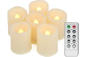 CANDLE IDEA Led Flickering Flameless Votive Tea Lights Candles with Remote Control Battery Operated Set of 6 / Electric Outdoor Tealights Timer Candle for Christmas,Xmas Decorations (Batteries Included) 200Hours