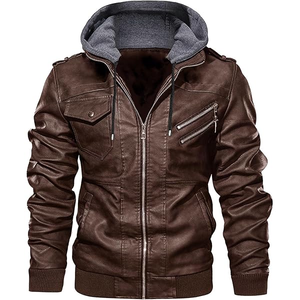 Buy Iftekhar Hoodes Men's Pue Leather Jacket Vintage Boomber