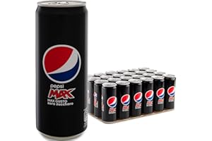Pepsi Max, Bevanda Analcolica Gusto Cola, Zero Zucchero, Lattina Sleek, Formato da 24x0,33L