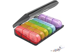 AGOGUE Pudełko na lekarstwa, 7 dni, 7 dni, rano, południe, wieczorem, przenośne pudełko na tabletki w podróży, przyjazne dla seniorów pudełko na leki