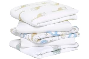aden + anais™ essentials Langes Bébé Musy, Ensemble de Langes Prélavés en Mousseline 100% Coton, Multi usages, Adapté pour les Nouveau-nés, Lot de 5, 60x60cm, Garçon, Fille, Imprimé natural history