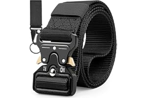 BONEKE Cintura Tattica, Cintura lavoro uomo con Fibbia a sgancio rapido in metallo, Cintura Tessuto Nylon in Heavy adatto per sport all'aperto e salvataggio militare, Cinta Nera