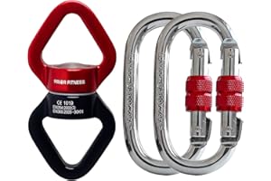 PRIOR FITNESS Aerial Silks Swing Swivel Accessories - CE Certified Yoga Swing 360° Micro Swivel Swivel - Suitable for Swing, Hammock, Aerial Yoga, Aerial Silks（30KN） Red Black