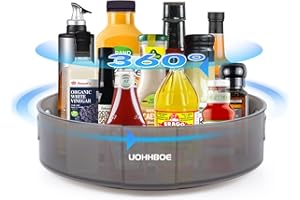 UOHHBOE Porta Spezie Girevoli 360° Portaoggetti Girevole Plastica Vassoio Porta Barattoli per Olio Marmellata Cosmetici Prodotti di Bellezza per la Cucina Dispensa Frigorifero Bagno