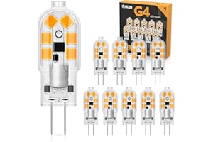 QNUJN G4 LED Bulbs, 2W 12V Light Bulb Warm White 3000K, Equivalent to 20W Halogen Bulb, 200LM, Non-Dimmable No Flicker, Bi-Pin Base Energy Saving Light Bulbs for Lighting Decor, Chandelier, 10 Pack