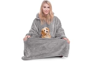Winkcao Decke Sweatshirt Hoodie Decke, tragbare Decke Decke Hoodie für Frauen, Kapuzendecke gemütliche Decke Damen, super warme und übergroße Decke mit Ärmeln und riesiger Tasche