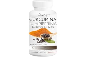 LINE@DIET CURCUMINA Plus 95% | CURCUMINOIDI 950 MG | 100% NATURALE Curcuma e Piperina - potenziata con PIPERINA 1000 mg Alto Dosaggio (120 CPR) 20 VOLTE PIU' EFFICACE! Prodotto ITALIANO