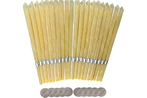 LEIKAIHUA 20pcs Ear Candles, Ear Candle Set with Natural Organic Beeswax (drip Protection Tray 10pcs), Ear Candle kit, for Health Care of Blocked Ears (Yellow)