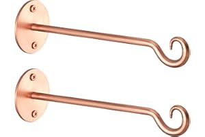 Monarch Abode Wall Mount Plant Hook Premium Metal Decorative Hanging Bracket for Plants Bird Feeders Planters Home Decor, Heavy Duty, 7.5 inch, Set of 2, Brushed Copper Finish