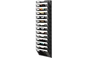Senhoglb 14 Tier Wall Mounted Magazine Rack Mesh A4 Paper File Organiser Mail Holder Storage, Black