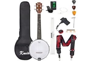 Kmise Banjolele Concert Banjo Ukulele 4 String 23 inch Banjos with Gig Bag Tuner Pickup Multifunctional Strap Strings Picks Bridge Ruler Wrench
