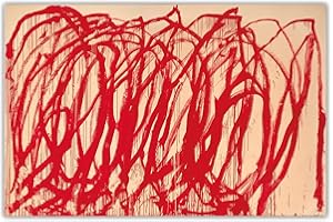 ZHAOYANG ART Cy Twombly《Untitled》Giclee Leinwand Kunst Malerei Artwork Poster Gerahmtes Bild Wand Hintergrund Wohnzimmer Dekoration 75x110cm (30x44in) Innerer Rahmen