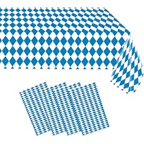 Oktoberfest Tischdecken-Set – 2 Tischdecken 128x275 Cm + Wimpelkette + 40 Zahnstocher-Flaggen