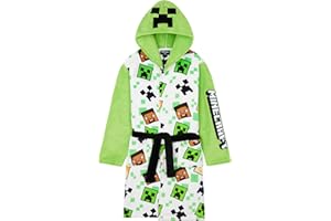 Get Trend Minecraft Bata de Casa Niño, Bata Polar con Capucha y Bolsillos, Ropa de Casa Invierno, Regalo Original Creeper