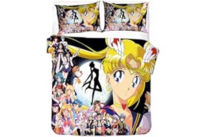 AGMDNO Sailor Moon Bettwäsche Set Für Kinder - Kinderbettwäsche 135x200 Mädchen - Anime Bettwäsche - Kissenbezug 80x80 + Bettbezug (A05,135x200cm+80x80cmx1)