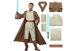 Marypaty Caballero Túnica con Capucha para Adulto Niño Jedi Marrón Cosplay Disfraz Capa Halloween Accesorios