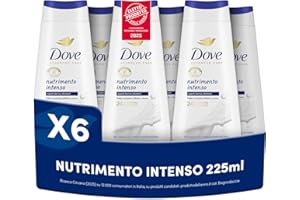 Dove Bagnoschiuma Nutrimento Intenso, Bagnodoccia Idratante, Formula Delicata sul Microbioma della Pelle, con Agenti Idratanti Vegetali, Senza Solfati SLES, Bagnodoccia Uomo e Donna, 6 Pezzi da 225 ml