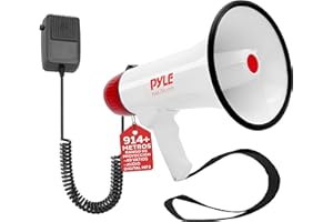 Pyle megáfono, Altavoz con bocina y Sirena, Control de Volumen Ajustable, Función de grabación, Ideal para béisbol, Animación, Entrenadores, Seguridad