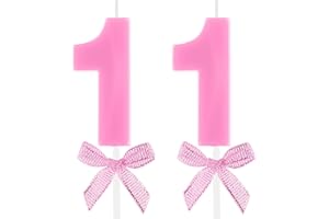 ZAYIN 11th Birthday Candle Pink Bow Number 11 Candles Cake Topper Decorations Happy Birthday for Child Boy Girls Anniversary Celebrations Party Supplies