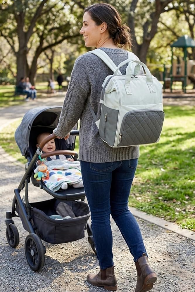 Focux-07 Klinkır Anne Bakım Bebek Çantası Anne Çantası Sırt Çantası A.GRİ