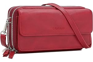 Lanyani Women Wallet RFID Blocking Phone Wallet Wrist Clutch Small Bag with Strap