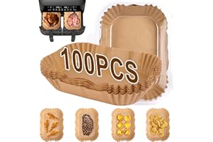 100pcs Air Fryer Liners for cookwise Dual, Air Fryer Accessories, Disposable Air Fryer Parchment Paper Liner, Compatible with Most Dual Zone Air Fryer