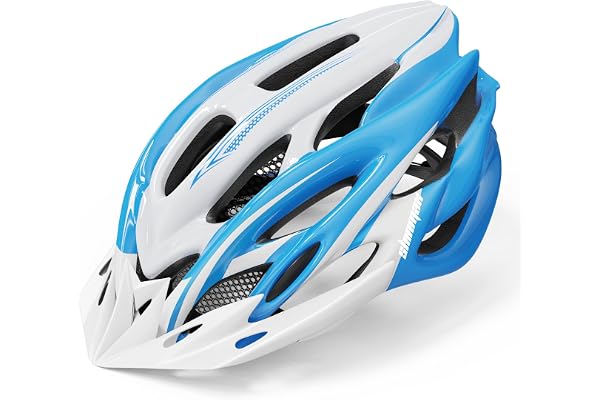 Shinmax Casque de vélo avec visière Amovible avec lumière LED, pour Homme et Femme, Casque de vélo léger et réglable pour VTT, vélo de Route, 57 à 62 cm