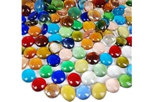 G&S homedeko 100Pcs Glass Pebbles,500g Mixed Colour Flat Marble Beads,Mancala Stones for Vases,Aquarium Gravel,Art Craft,Flowerpot,Landscaping & Home Decor