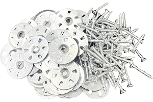 UTXN 200 PCS Tile Backer Board Screws and Washers Kit, 3.5x30mm Backer Board Screws with 35mm Metal Washers, Easy Fix Screw and Washer Set for Insulation and Backer Board Installation