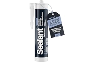 HEMWAY Crystal Clear Construction Sealant & Adhesive All-in-One Hybrid Polymer | Superior to Silicone Sealant | Waterproof, Odourless, Anti-Mould, Paintable | Kitchen Bathroom Outdoor - 300 ml 1 Pack