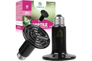 REPTI HOME Chauffage Céramique lampe, 75W 2 Packs Ampoules Pour Reptiles, Chauffage Céramique Pour Amphibiens, Couveuse Pour Animaux De Compagnie, Poulets, Chiens, Chats
