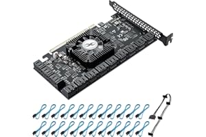 YABOANG Scheda di espansione PCI-E16X a SATA3.0, controller SATA Gen III a 24 porte 6 Gbps, compatibile con WIN11 /WIN10 /WIN8/ LINUX2.6x.