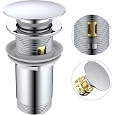 HanCrobiyx Sink Drain with or without Overflow, Click Clack Sink Plug with Filter Basket, Universal Pop Up Drain Valve G1 1/4