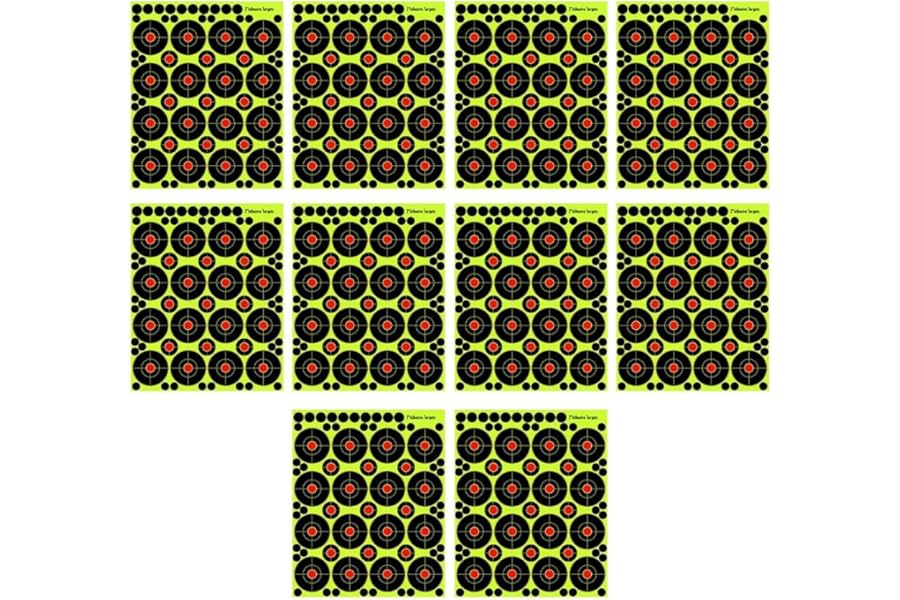 Splatter Target Paper 2 Inch Fluorescent Yellow Targets with Grid Lines, Self For For Aim Practice Sheets for Pistol BB For, Repair Patches(A)