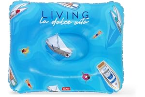 LEGAMI - Coussin de Plage Gonflable, Coussin Confortable et ultraléger pour la Plage, la Piscine et Le Camping, diamètre 40 cm, Bleu