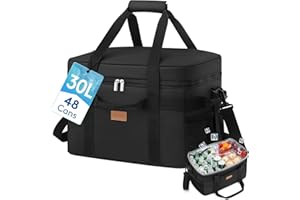 Lifewit Nevera Portatil 30L, Bolsa Termica Grande, Cooler Bag Plegable con múltiples asas, Bolsa Nevera Porta Alimentos para Hombre & Mujer, Porta Alimentos para Picnic, Camping, Barbacoa, Negro