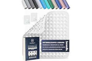homerella® Alfombra Ducha Antideslizante 53 x 53 cm, Incluye Ganchos de Suspensión, sin BPA, Alfombrilla Ducha Antideslizante Ducha, Resistente al Moho, Alfombra bañera Antideslizante
