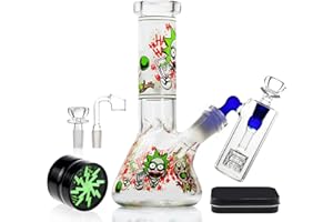 REANICE Bong zestaw szklanek do fajki wodnej 14,5 mm, wysokość 20 cm, mini beakery bongi, świecąca fajka Bubbler