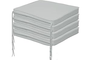 Brillars Cushion Outdoor Seating Non-Slip Garden Patio Chair Cushions Indoor Furniture Seat Pads With Ties, Water Resistant Zip Cover (16"x16"x2") 40x40x5cm (Grey, Pack of 4)
