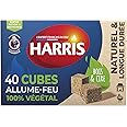 HARRIS – 40 cubes allume-feu 100 % végétal à base de bois compressé et cire végétale – Naturel et longue durée – Allumage rap