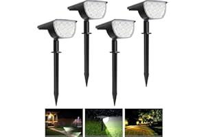 WeBeqer Set di 4 Faretti Solari da Giardino,30 Luci Solari da Esterno a LED con 3 Modalità di Illuminazione,Faretti Solari Regolabili Impermeabili IP67 per Giardino,Cortile, Sentiero,Vialetto,Bianco