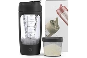 EUAKEE Mezclador de Proteinas Eléctrica, 650ML Vaso Shaker Portable, Recargable por USB, Mezcladora automática de proteínas con con Caja de Polvos, Mezcladora de Tazas para Batidos de Proteínas (Negro)