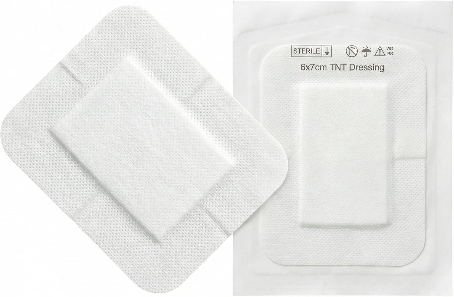 KMINA Apósitos Adhesivos de TNT (50 unidades) 6 x 7 cm, Estériles e Hipoalergénicos para Heridas y Postoperatorio