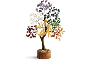 Zenith Gaia Edelsteinbaum - Kristallbaum Glücksbaum mit Echten Steinen - 7 Chakra Baum für Energieausgleich, Harmonischer Heilstein Baum, Deko Edelstein Baum für Meditation und Heilung - Steinbaum